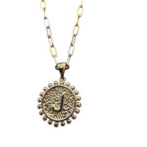 Gold J Initial Monogram Chain Necklace